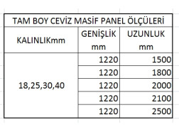 Tam Boy Ceviz Masif Panel